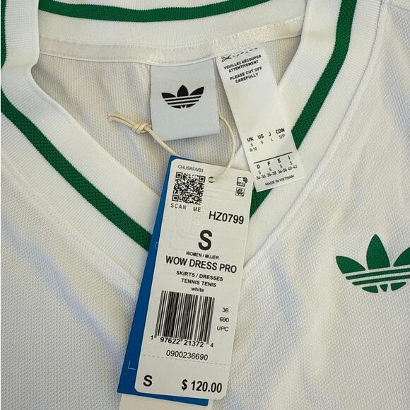 Adidas - Wow Pro Tennis Dress, Shorts & Climacool Visor in White & Green - Picture 4 of 5